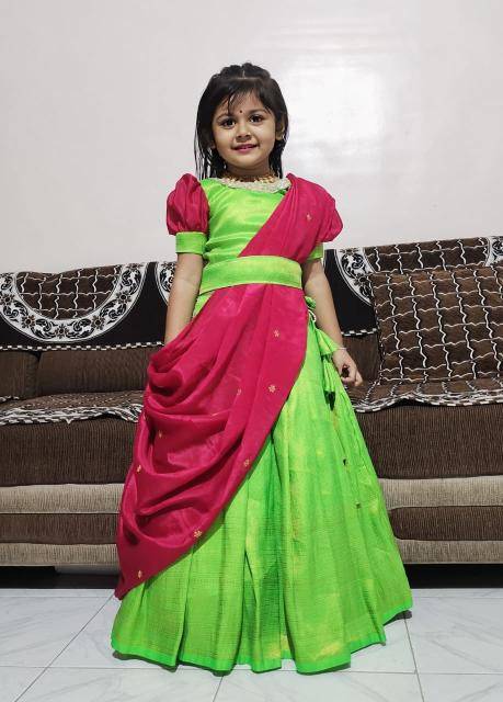 kids elegent lehenga softy silk  Affordable kids wear suppliers in Bangalore